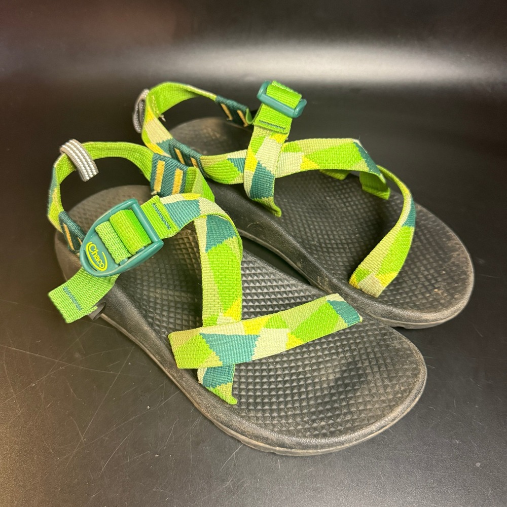 Chaco Z/1 EcoTread Sandals Green Geometric Straps‎ Adjustable Size 4 Kids